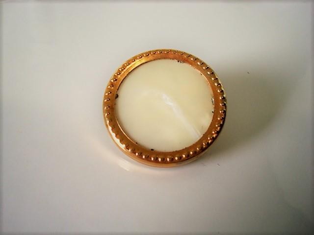 Vintage Gold Tone and Pearlized Celluloid Magnet Pin Brooch General Mfg. USA KJ