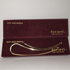 ESTATE Vintage Ferarri 18KT Gold Shield Chain & Bracelet Set in Original Box
