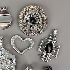 Vintage Silver Tone Pendant Lot of 13 Clear Rhinestones Enamel Chunky KC Best