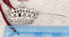 Vtg B. DAVID 2” Crown Brooch Colored Stones Princess Crown Rhinestones