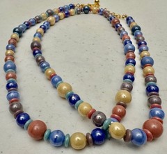 Joan Rivers Czech Republic Glass Bead Long Necklace & Bracelet Vintage