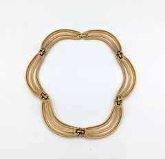 Vintage Monet Egyptian Revival Collar Necklace Red Stones Gold Tone Statement