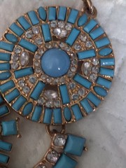 Zad Atlantis Turquoise Gold Tone Statement Bib Necklace Boho Chic.