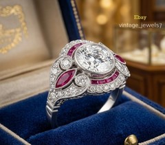 Art Deco Style 3.5CT Lab Created Diamond Vintage Filigree Ring 14K White Gold FN