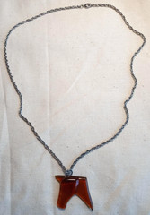 Vintage Modernist Amber Horse Pendant Necklace 23½” Abstract Lucite Acrylic