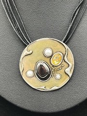 Multiple Strand Necklace With Ornate Pendant 16” + 3” Extender