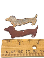 Vintage Pair Dachshund Dog Pendants Enamel on Copper Brown Colors Not Identical