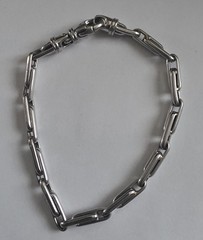 1980s Italian 14K white gold paperclip bracelet, 7.5″ Men’s Lobster Clasp – 9.5g