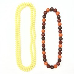 H3 Lot Yellow Orange Brown 70s Resin Acrylic Beaded Boho Hippie retro necklaces