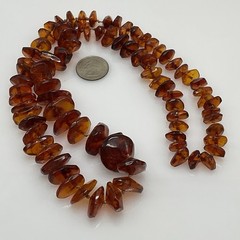 Vintage Baltic Amber Graduated Nugget Necklace Cognac 70g Endless Strand 28 in
