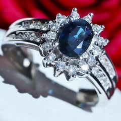 14k white gold 1.25ct natural diamond size 5.75 ring sapphire halo heated 3.35gr