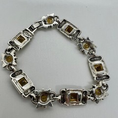 Vintage Premier Designs Two Tone Silver Gold Brown Moonstone Link Bracelet