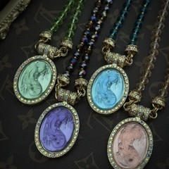 Medieval Retro Vintage Light Luxury Cute Mermaid Series Oval Magnetic Pendant