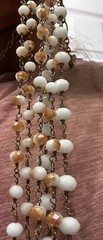 3-Layer Beaded Necklace Gold Tone Multicolor Neutral Boho Chic Long