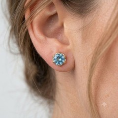 Vintage Genuine Blue Topaz Gold Tone Clip On Earrings Made in USA