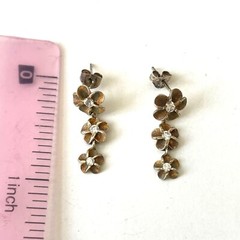2W 925 Sterling Silver Rhinestone Floral Dangle Earrings Vintage Classic Grandma