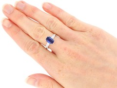 Art Deco 2.38Ct Burmese Sapphire and 0.30Ct Diamond Platinum Ring Circa 1930