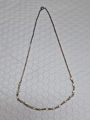 Brass Tone Metal Cubes Chain Choker 17 Inch Necklace Vintage