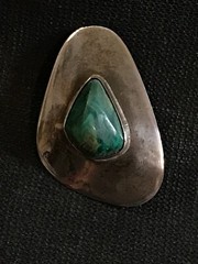 Vtg Modernist 935 Silver Eilat Stone Pin Pendant Bezalel Art Academy Jerusalem