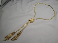 Vtg COROCRAFT Gold Tone Sliding Lariat 21″ total wearable length Necklace 849