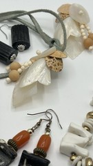 Vintage Nature Jewelry Lot of 8 Beaded Necklace, Shell Earrings Beach