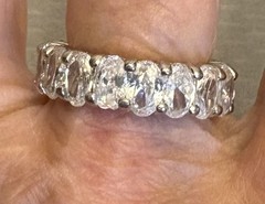 vintage ADI 925 Sterling Silver Crystal Eternity Band Oval CZ Ring size 6