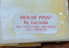 Vintage 90’s House Pins by Lucinda Red Home With Moon in Sky Pin / Brooch