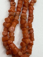 Vintage Necklace Coral Chip LIghtweight Antique No Clasp 40 inches