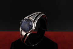Vintage 925 Silver Mexico Modernist Sodalite Cuff Bracelet ~30g
