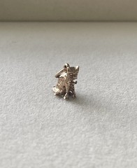 Vintage 9ct Rose Gold 3D Cat With Bow Tie Pendant Charm Solid Not Hollow