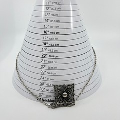 Vintage Retro Silver Tone Filigree Square Pendant Necklace Ornate Boho Style