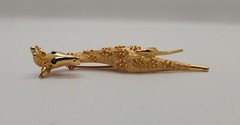 Gold Tone Giraffe W/Green Rhinestones Eyes Signed LG (Lind-gal)