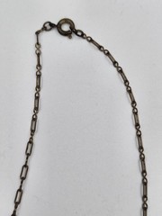 Antique Brass Filigree Necklace Red Glass Stones Art Deco Nouveau Style