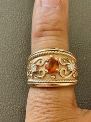 10KT Yellow Gold 0.80CT Citrine & 0.25CTW Diamond Ring. Size 7(B42)