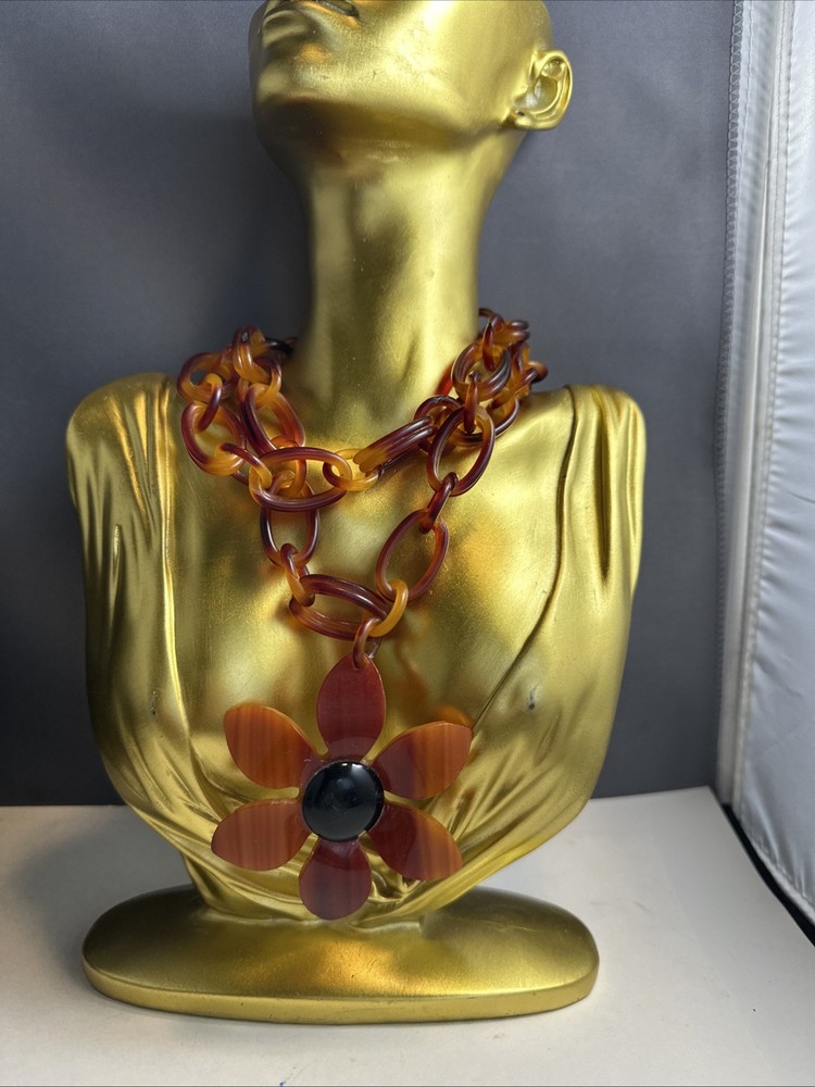 Vintage 24 Inch Lucite Flower Necklace
