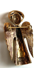 ART Arthur Pepper Mid Century Modern Angel Brooch Rhinestones and Holly Halo