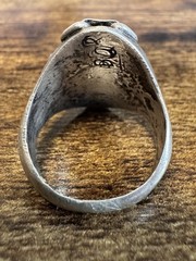 Chain Border Silver Turquoise Ring Size 9.75 – Vtg Native American, Signed BQR