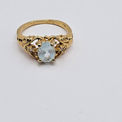 Vintage Gio Lind 14k HGE Blue Topaz and Genuine Diamond Ring – Size 7