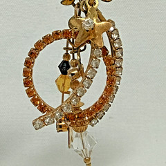 ” LUNCH at the RITZ ” Sun Goddess Solar Loops Swarovski Crystal Clip-on Earrings