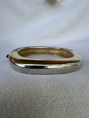 Lanvin Paris Hinged Bangle Bracelet Enamel Gold tone Rhinestone