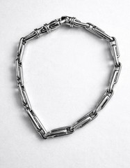 1980s Italian 14K white gold paperclip bracelet, 7.5″ Men’s Lobster Clasp – 9.5g