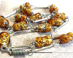 Vintage Venetian Glass Swirl Murano Style Beaded Necklace 28”
