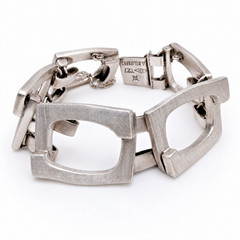 Vintage Modernist Belgiorno 900 Silver Bracelet 1970s Argentina 95.3 g 7.25 in