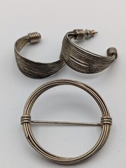 Pin & Pierced Earrings Hoop Wire Silver tone
