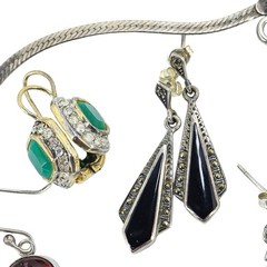 Lot 15pc WEARABLE Sterling Silver Jewelry Necklaces Earrings Art Deco Etc