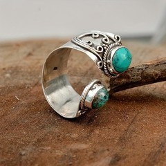 Vintage Boho Style Synthetic Faux Gemstone Ring with Zinc Alloy, Single Ring,