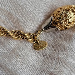 Vitg 80s Napier Lariat Necklace Gold Gunmetal 6 Chain Tassel Statement Runway