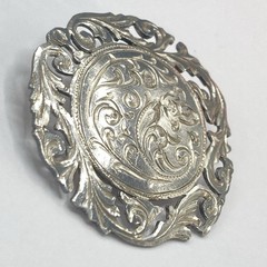 9.2 Grams Antique Art Nouveau 935 Sterling Silver Floral Flower Brooch Pin