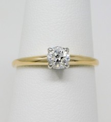 Edwardian 13k & Platinum ≈4.7mm OEC Diamond Promise Engagement Ring Sz 6.5 B9039