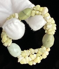Vintage Tourmaline Quartz Stretch Bracelet 6.25in Green Chunky Boho 46.48g